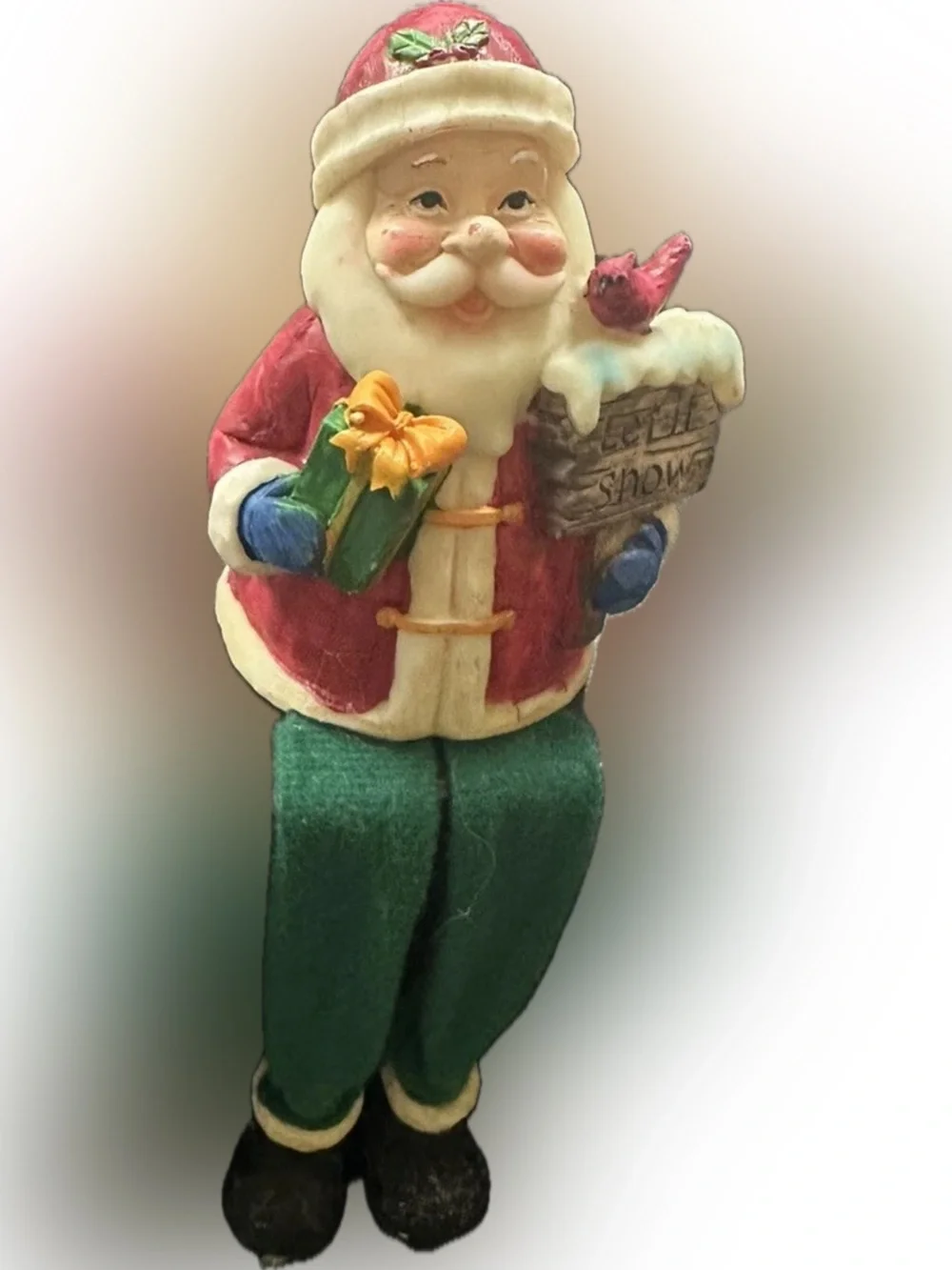 Vintage Christmas Santa Sitter Sign Let It Snow
